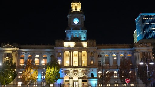 Polk County Lights Courthouse Blue & White in Support of Israel