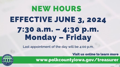 Polk County Treasurer’s Office Hours to Change